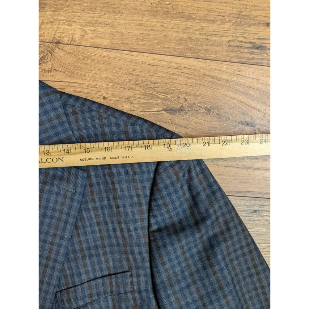 Peter Millar Mens Plaid Blazer Sport Coat Jacket 44T Navy Brown‎ Wool